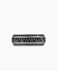 Streamline® Beveled Band Ring in 18K White Gold with Black Diamonds, 8.5mm