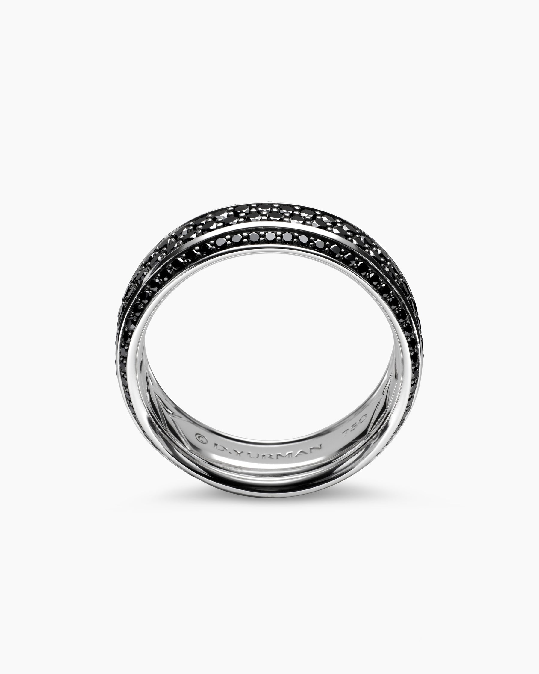 Streamline® Beveled Band Ring in 18K White Gold with Black Diamonds, 8.5mm