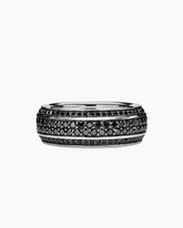 Streamline® Beveled Band Ring in 18K White Gold with Black Diamonds, 8.5mm