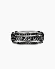 Streamline® Beveled Band Ring in 18K White Gold with Black Diamonds, 8.5mm