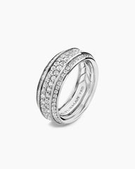 Streamline® Beveled Band Ring in 18K White Gold with Diamonds, 8.5mm