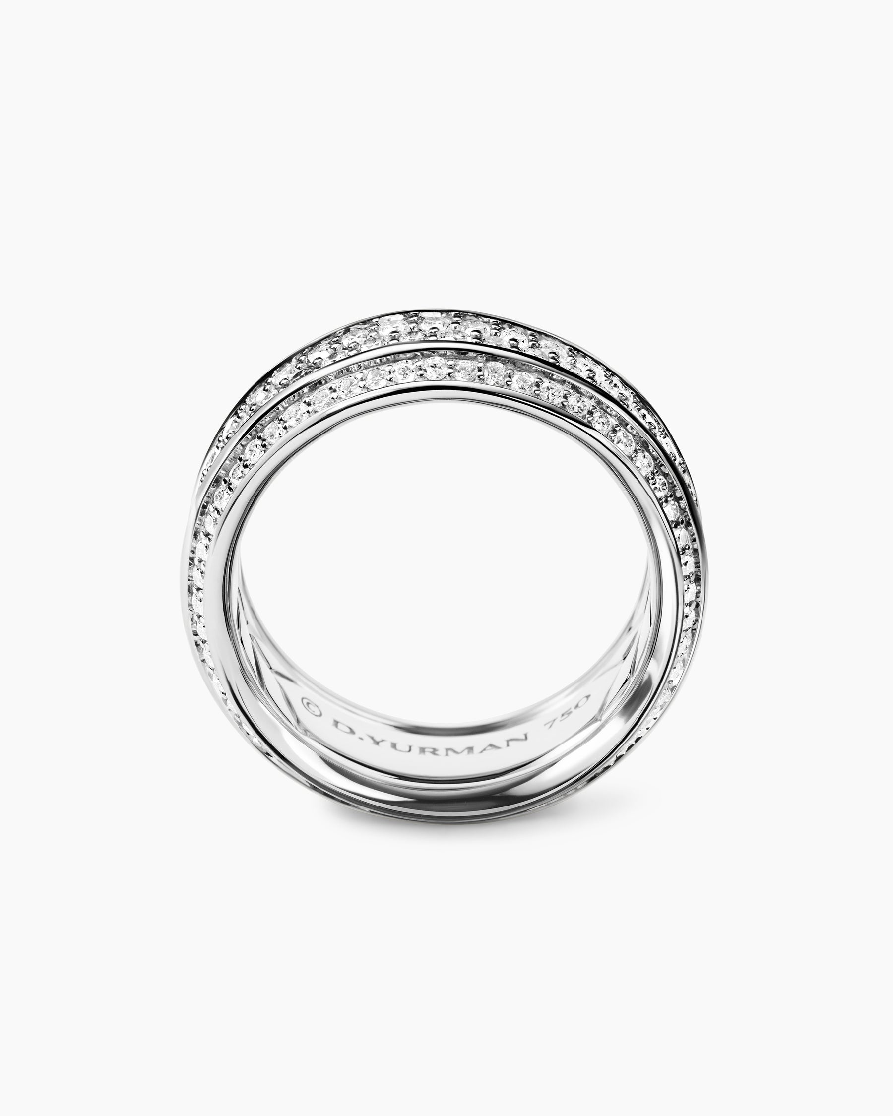 Streamline® Beveled Band Ring in 18K White Gold with Diamonds, 8.5mm