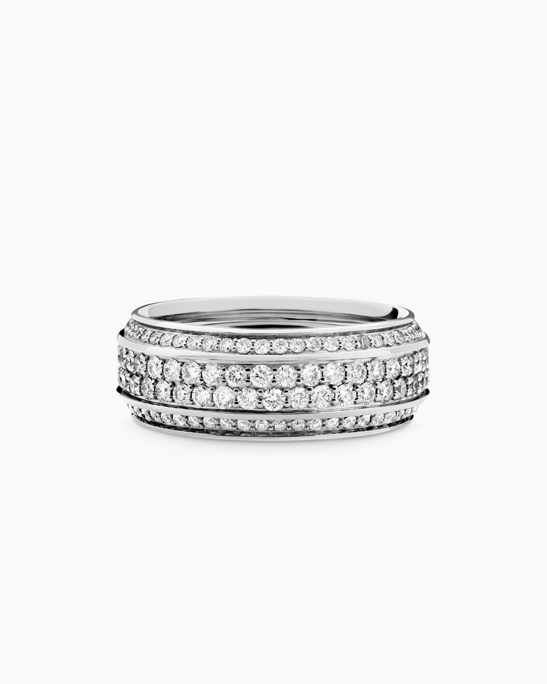 Streamline® Beveled Band Ring in 18K White Gold with Diamonds, 8.5mm