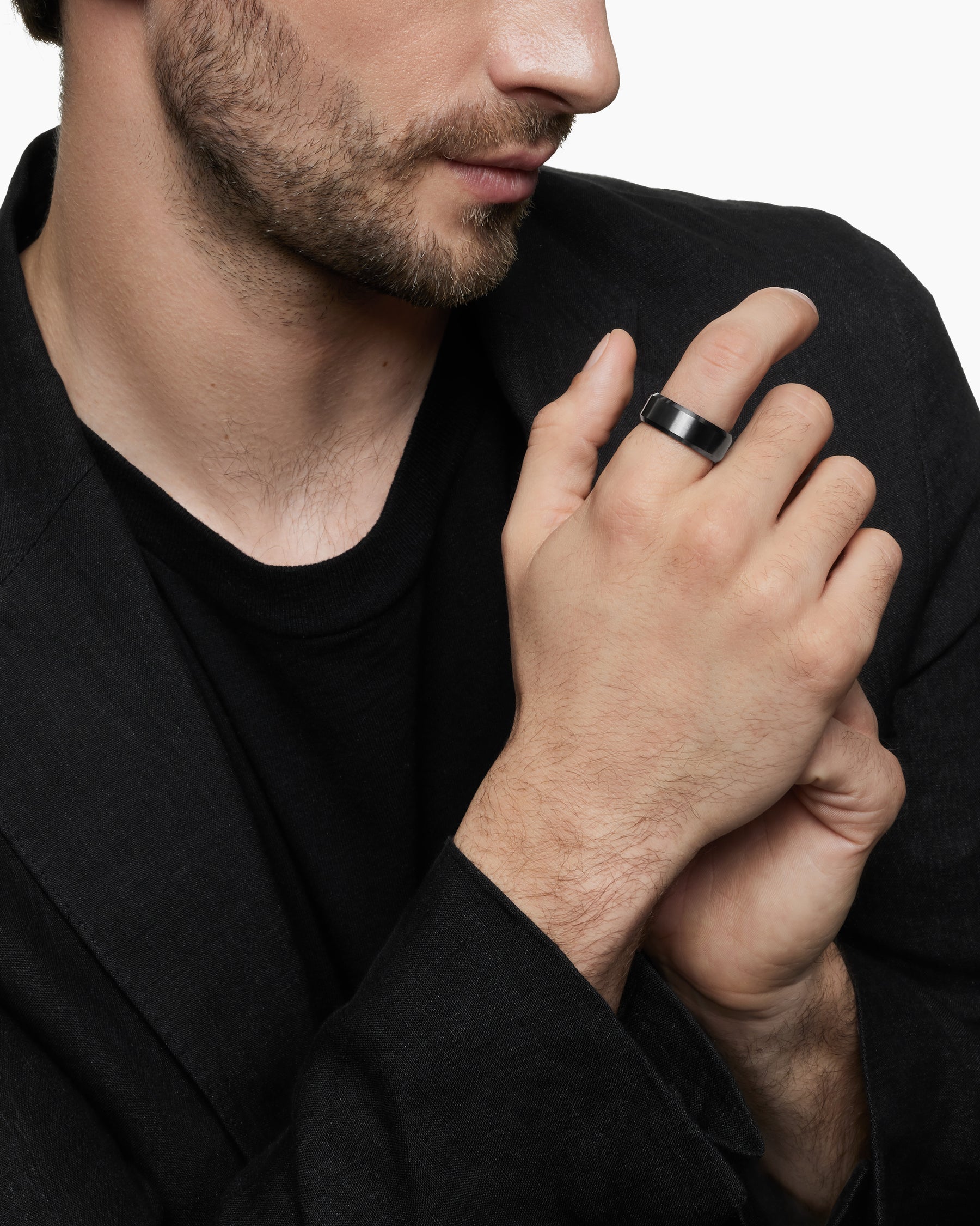 Streamline® Beveled Band Ring in Black Titanium, 8.5mm