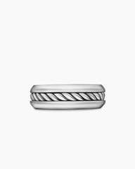 Cable Inset Band Ring in Sterling Silver, 8mm