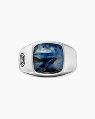 Streamline® Signet Cushion Ring in Sterling Silver with Pietersite, 14mm