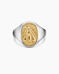 Petrvs® Bee Pinky Ring in Sterling Silver with 18K Yellow Gold, 15.5mm