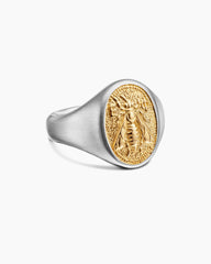 Petrvs® Bee Pinky Ring in Sterling Silver with 18K Yellow Gold, 15.5mm