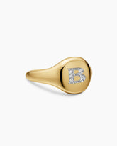 DY Initial Pinky Ring in 18K Yellow Gold with Diamond B, 9.8mm