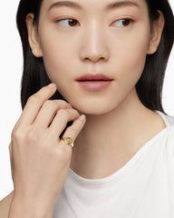 DY Initial Pinky Ring in 18K Yellow Gold with Diamond C, 9.8mm