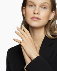 DY Initial Pinky Ring in 18K Yellow Gold with Diamond E, 9.8mm