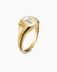DY Initial Pinky Ring in 18K Yellow Gold with Diamond F, 9.8mm