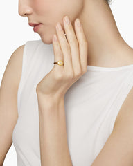 DY Initial Pinky Ring in 18K Yellow Gold with Diamond J, 9.8mm