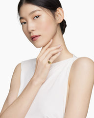 DY Initial Pinky Ring in 18K Yellow Gold with Diamond L, 9.8mm