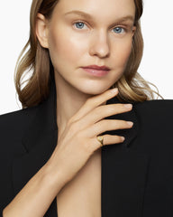 DY Initial Pinky Ring in 18K Yellow Gold with Diamond Q, 9.8mm