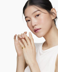 DY Initial Pinky Ring in 18K Yellow Gold with Diamond X, 9.8mm