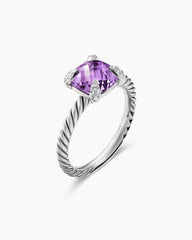 Chatelaine® Ring in Sterling Silver with Amethyst and Diamonds, 8mm