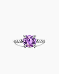 Chatelaine® Ring in Sterling Silver with Amethyst and Diamonds, 8mm