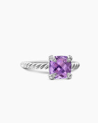 Chatelaine® Ring in Sterling Silver with Amethyst and Diamonds, 8mm