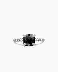 Chatelaine® Ring in Sterling Silver with Black Onyx and Diamonds, 8mm