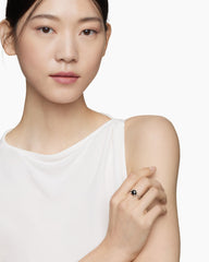 Chatelaine® Ring in Sterling Silver with Black Onyx and Diamonds, 8mm