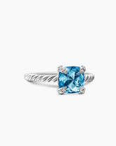 Chatelaine® Ring in Sterling Silver with Blue Topaz and Diamonds, 8mm