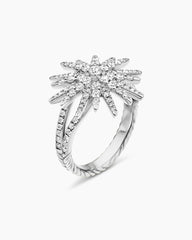 Starburst Ring in 18K White Gold with Diamonds, 20mm