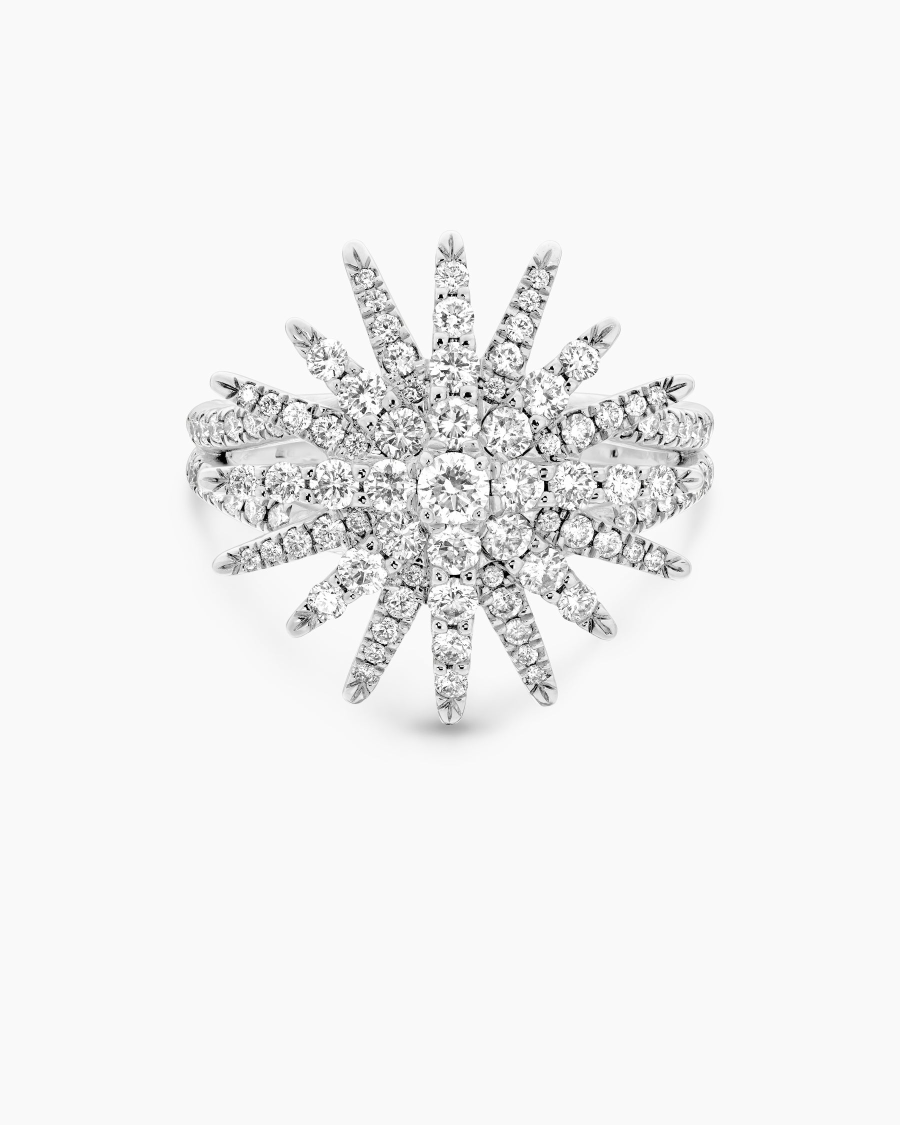 Starburst Ring in 18K White Gold with Diamonds, 20mm