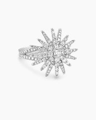 Starburst Ring in 18K White Gold with Diamonds, 20mm