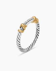 Petite Helena Wrap Band Ring in Sterling Silver with 18K Yellow Gold and Diamonds, 4mm