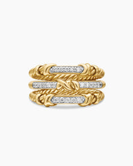 Petite Helena Wrap Three Row Ring in 18K Yellow Gold with Diamonds, 12mm
