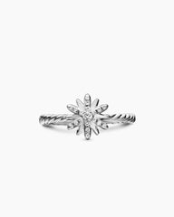 Petite Starburst Ring in Sterling Silver with Diamonds, 10mm