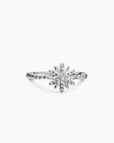 Petite Starburst Ring in Sterling Silver with Diamonds, 10mm