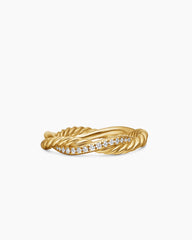 Petite Infinity Band Ring in 18K Yellow Gold with Diamonds, 4mm