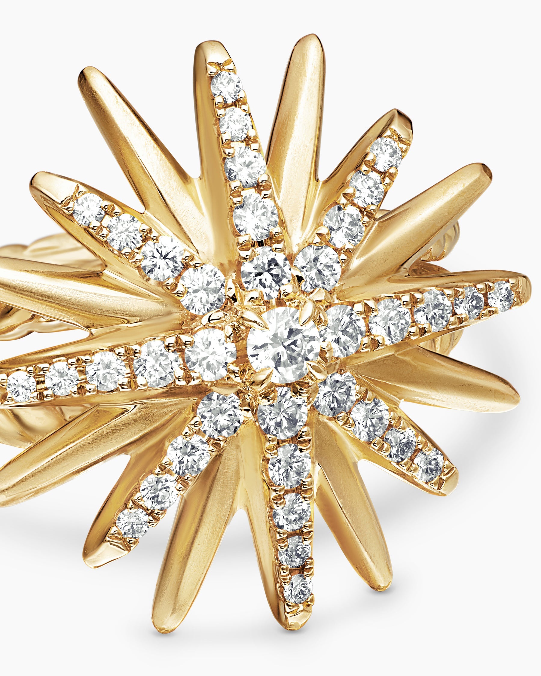 Starburst Ring in 18K Yellow Gold with Diamonds, 19mm