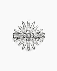 Starburst Ring in Sterling Silver with Diamonds, 19mm