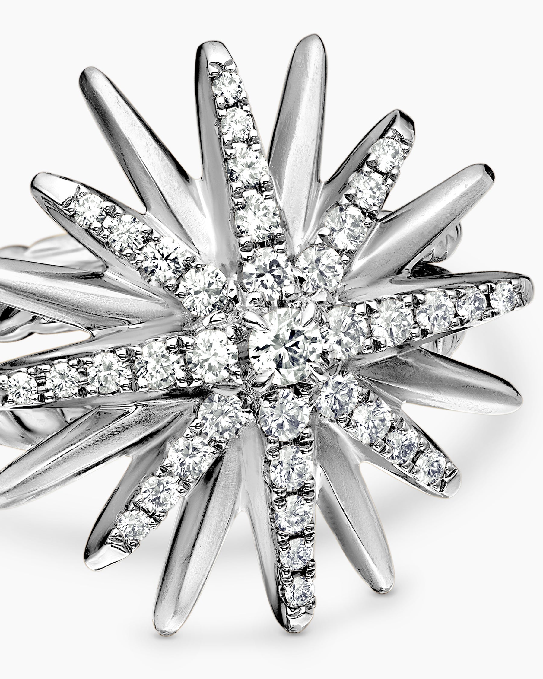 Starburst Ring in Sterling Silver with Diamonds, 19mm