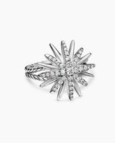 Starburst Ring in Sterling Silver with Diamonds, 19mm