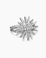 Starburst Ring in Sterling Silver with Diamonds, 19mm
