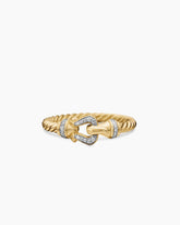 Petite Buckle Ring in 18K Yellow Gold with Diamonds, 2mm