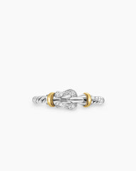 Petite Buckle Ring in Sterling Silver with 18K Yellow Gold and Diamonds, 2mm