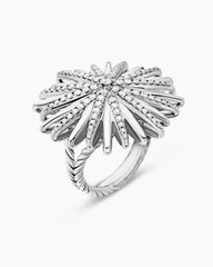 Starburst Ring in Sterling Silver with Diamonds, 28mm
