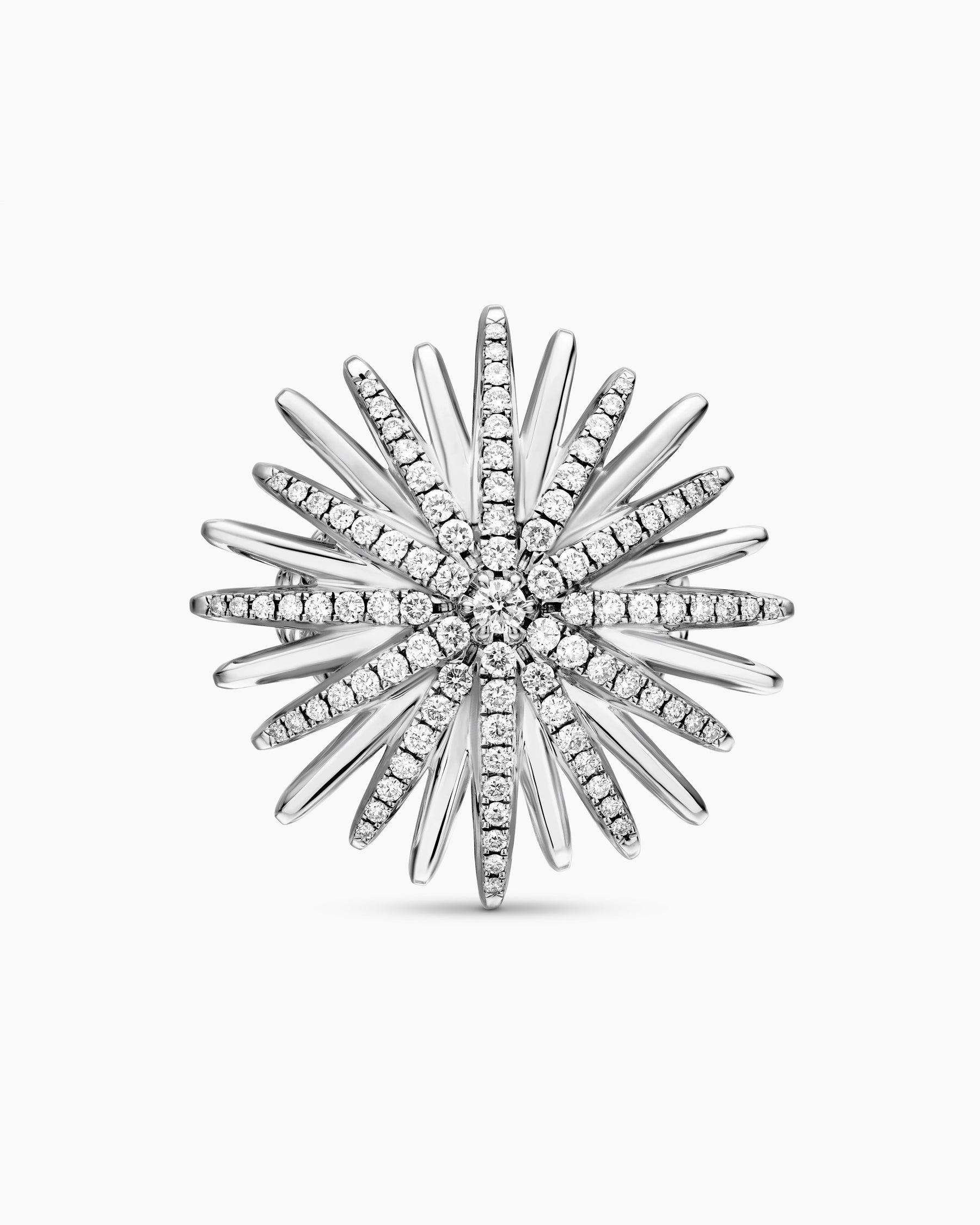 Starburst Ring in Sterling Silver with Diamonds, 28mm