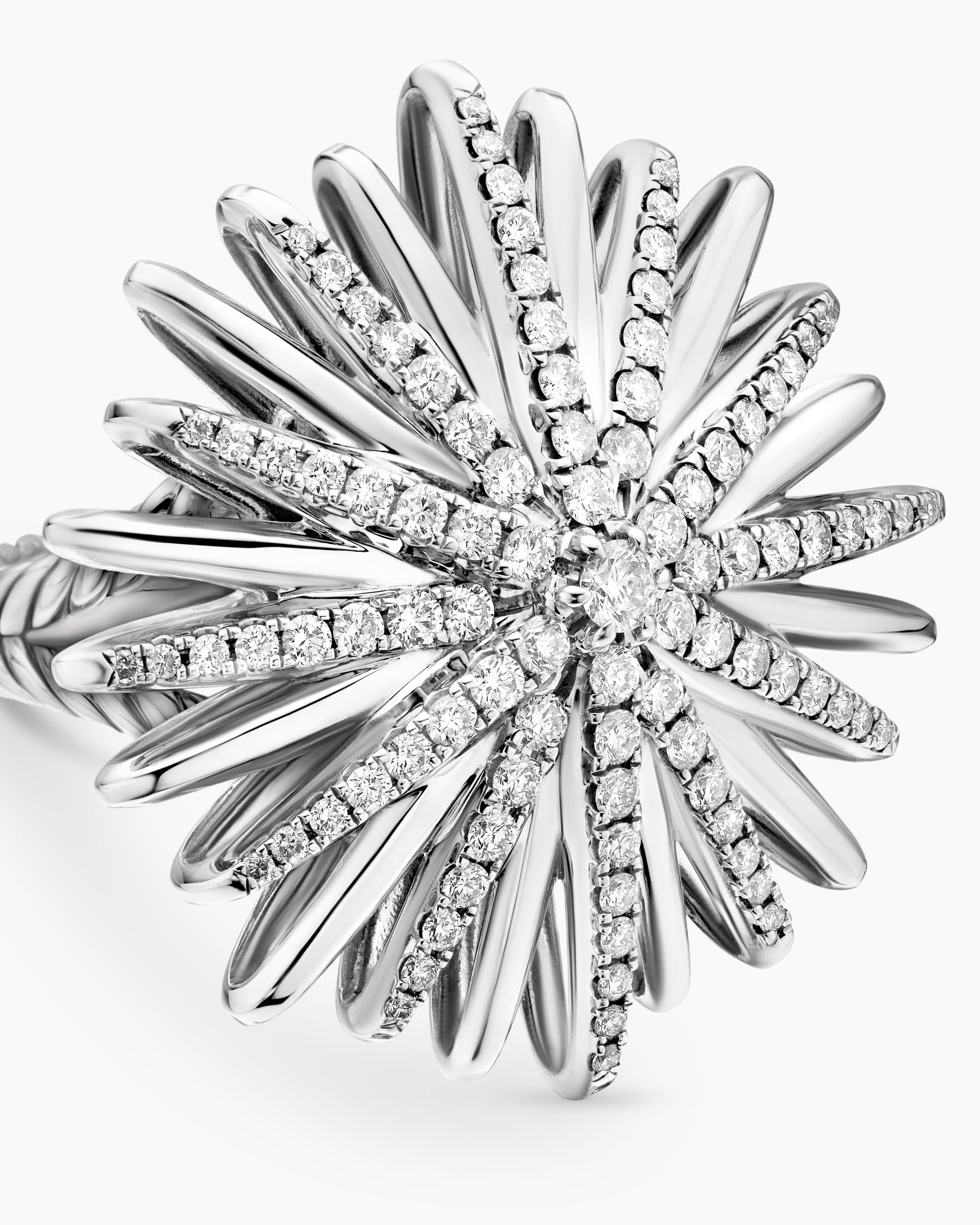 Starburst Ring in Sterling Silver with Diamonds, 28mm