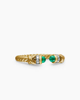 Petite Helena Ring in 18K Yellow Gold with Emeralds and Diamonds, 2.5mm