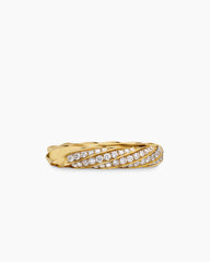 Cable Edge® Band Ring in 18K Yellow Gold with Diamonds, 4mm