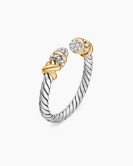 Petite Helena Open Ring in Sterling Silver with 18K Yellow Gold and Diamonds, 2.5mm
