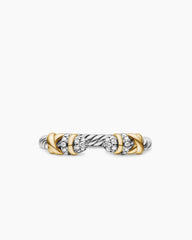 Petite Helena Open Ring in Sterling Silver with 18K Yellow Gold and Diamonds, 2.5mm