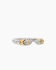 Petite Helena Open Ring in Sterling Silver with 18K Yellow Gold and Diamonds, 2.5mm