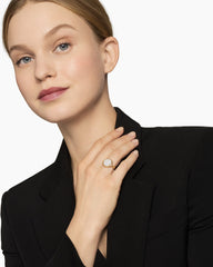 DY Elements® Swivel Ring in 18K Yellow Gold with Black Onyx Reversible to Mother of Pearl and Diamonds, 15mm